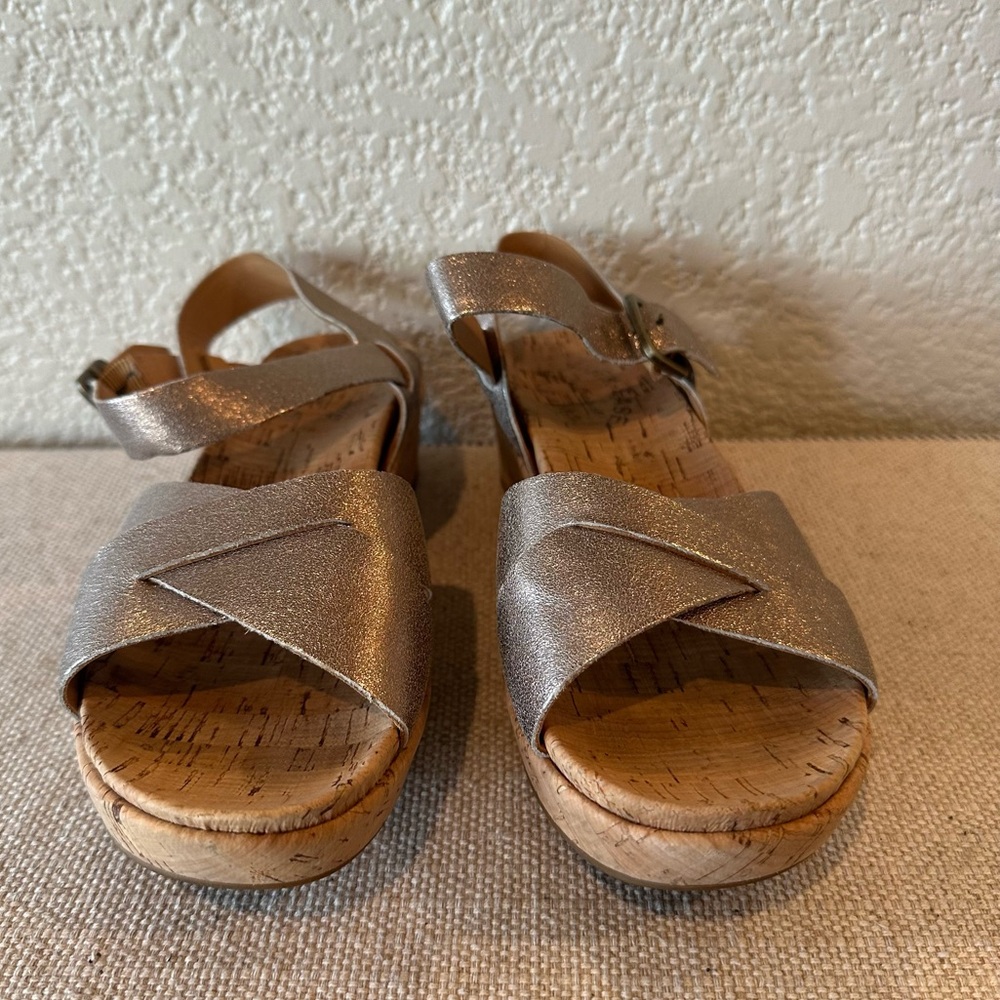 Kork-Ease Soft Gold Metallic Myrna 2.0 Platform Wedge Sandals - Picture 2 of 13